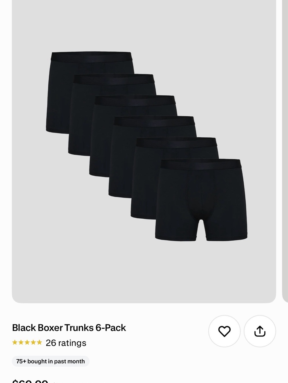 Black Men's Boxer Trunks 6-Pack